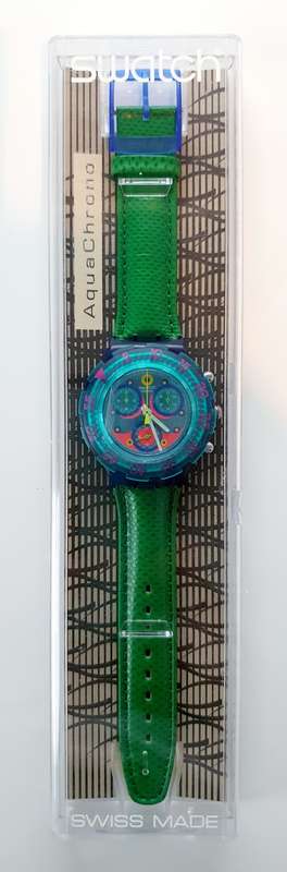 VINTAGE SWATCH AQUA CHRONO - STUNNING 90`s - HIGHLY COLLECTIBLE - IN ORIGINAL BOX